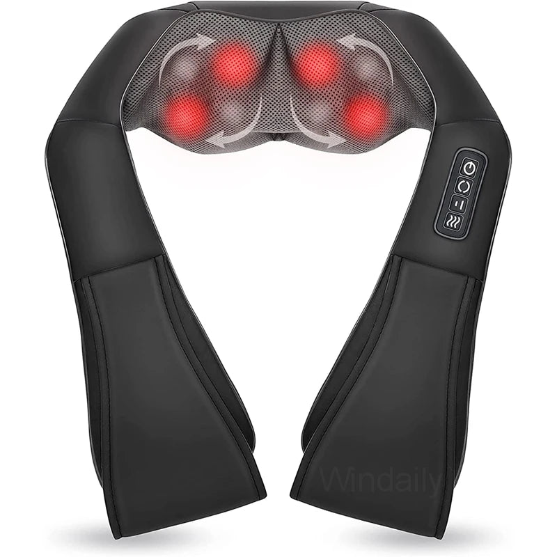 Shiatsu Neck and Shoulder Massager Heated Back Massager U Shape Deep Kneading Electric Massage Pillow for Neck Waist Leg Body