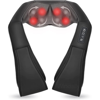 Shiatsu Neck and Shoulder Massager Heated Back Massager U Shape Deep Kneading Electric Massage Pillow for Neck Waist Leg Body